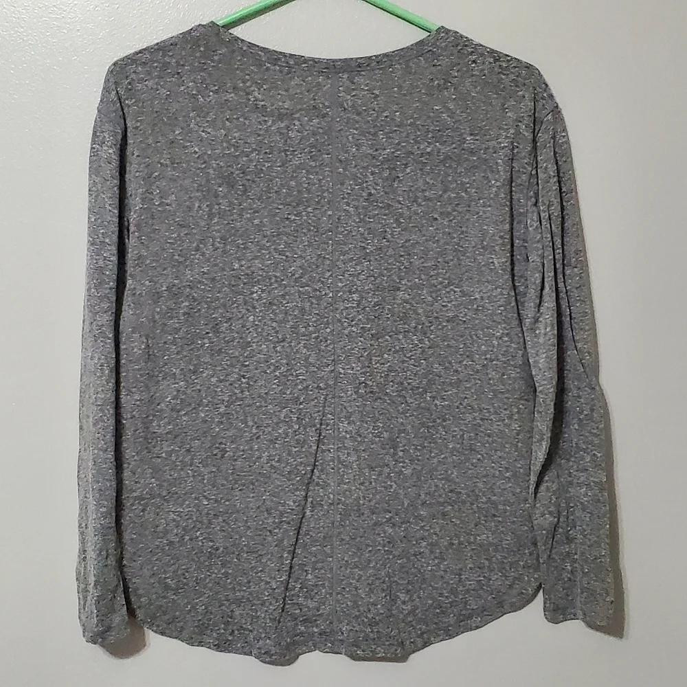 Justice Gray Long Sleeve Tee Shirt Blue Floral Lace Pocket Girls Size 16